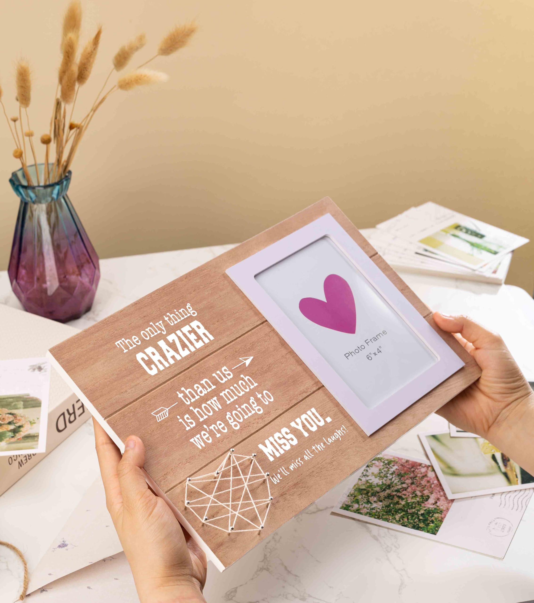 NZY Picture Frame, 11.8x7.9 inches, Rustic Wood, Tabletop, 4x6 inch Photo, Women, The Only Thing Crazier Than Us